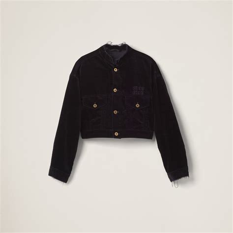 Black Washed Velvet Blouson Jacket 